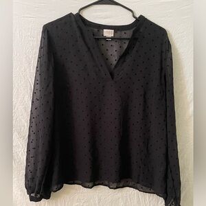 [a new day] Women’s shear black polkadot women’s blouse size medium
